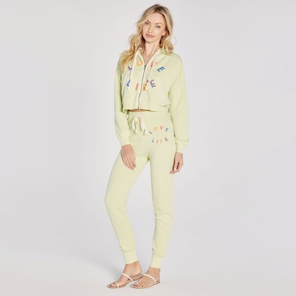 NWT Wildfox cotton blend lime green “Love Life” jogger trackpants, L - Picture 11 of 16